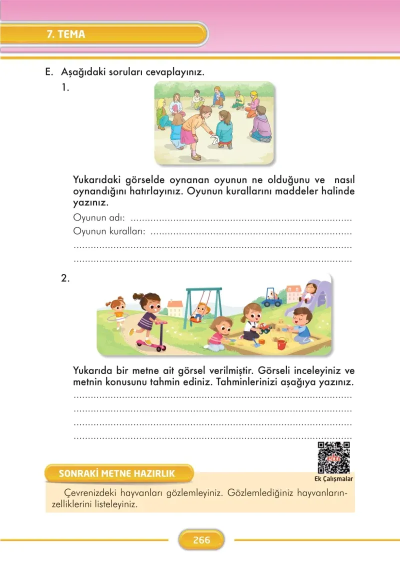 3. Sınıf Türkçe Ders Kitabı Cevapları İlke Yayınları Sayfa 266
