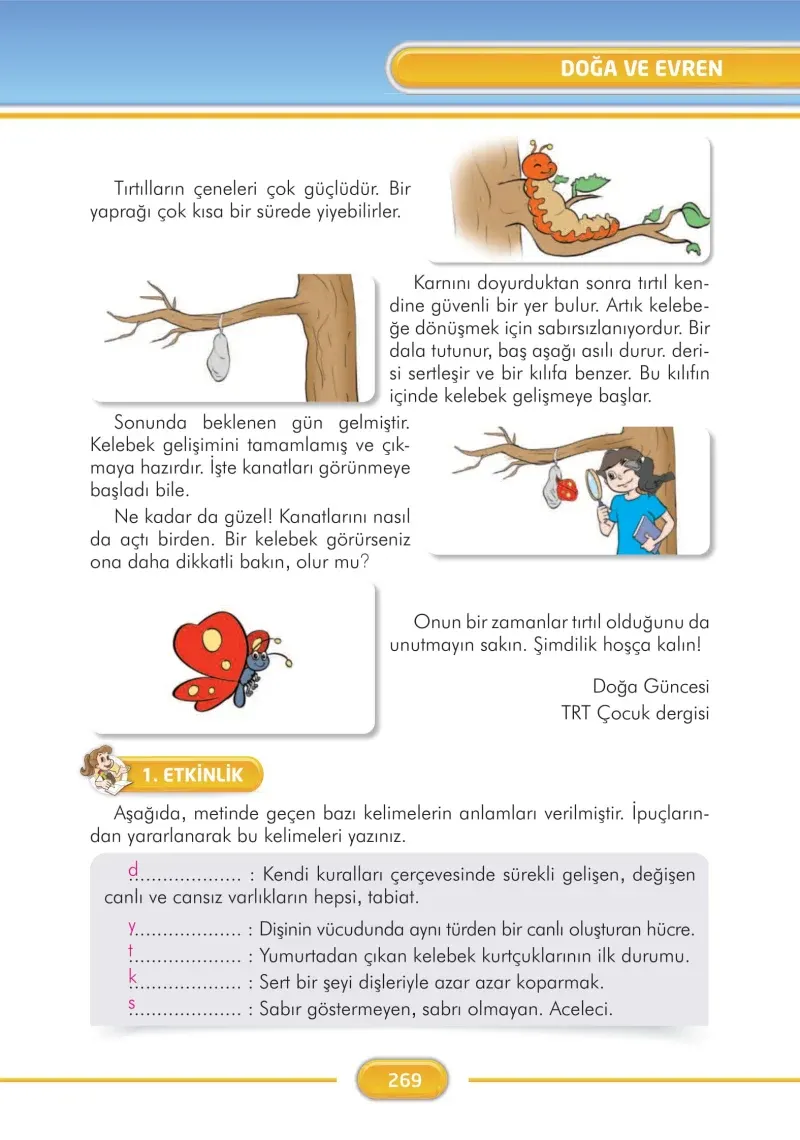 3. Sınıf Türkçe Ders Kitabı Cevapları İlke Yayınları Sayfa 269