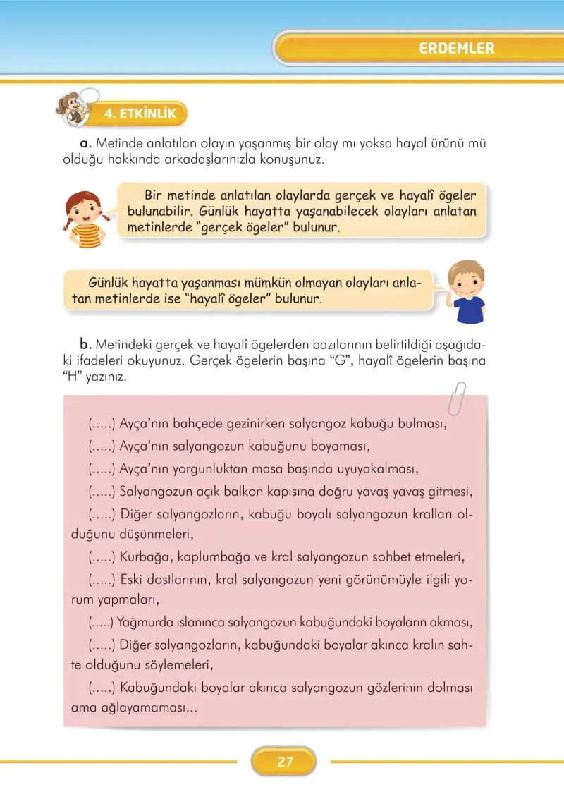 3. Sınıf Türkçe Ders Kitabı Cevapları İlke Yayınları Sayfa 27