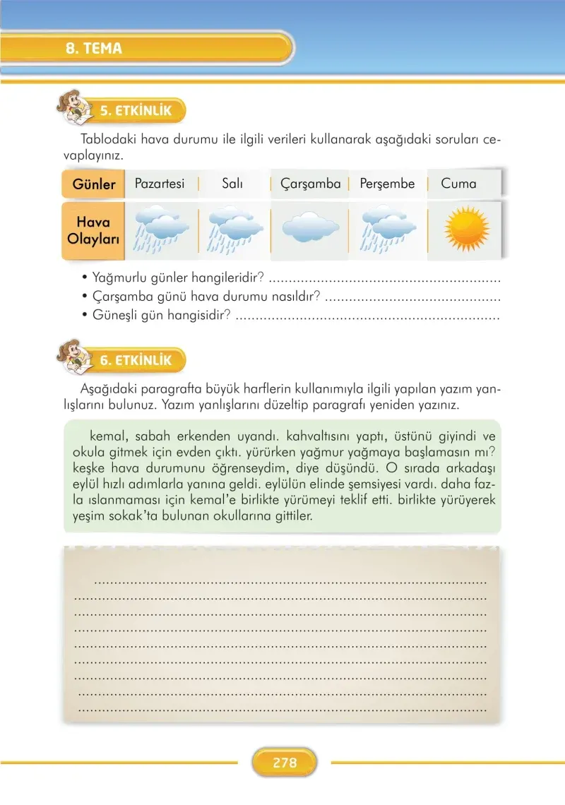 3. Sınıf Türkçe Ders Kitabı Cevapları İlke Yayınları Sayfa 278