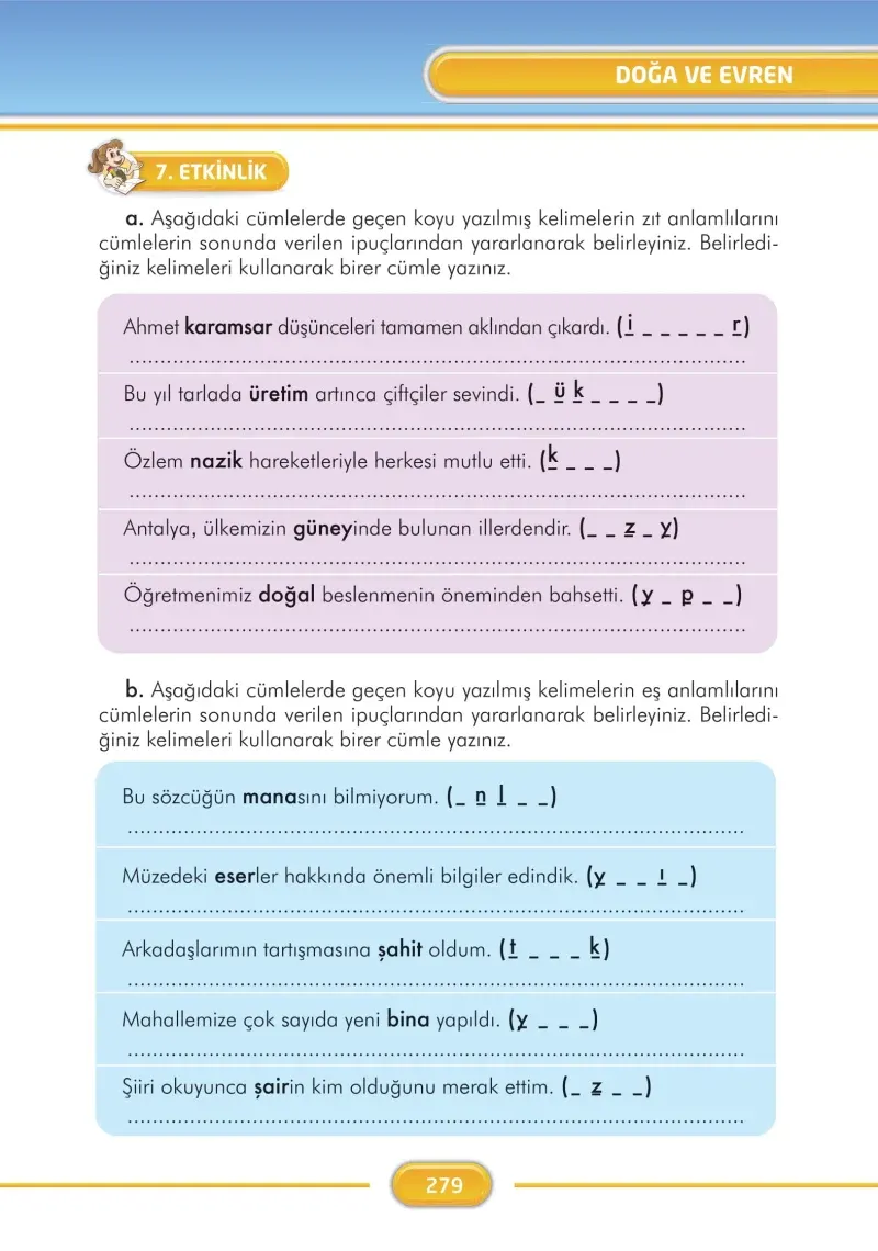 3. Sınıf Türkçe Ders Kitabı Cevapları İlke Yayınları Sayfa 279