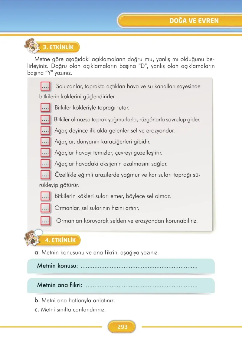 3. Sınıf Türkçe Ders Kitabı Cevapları İlke Yayınları Sayfa 293