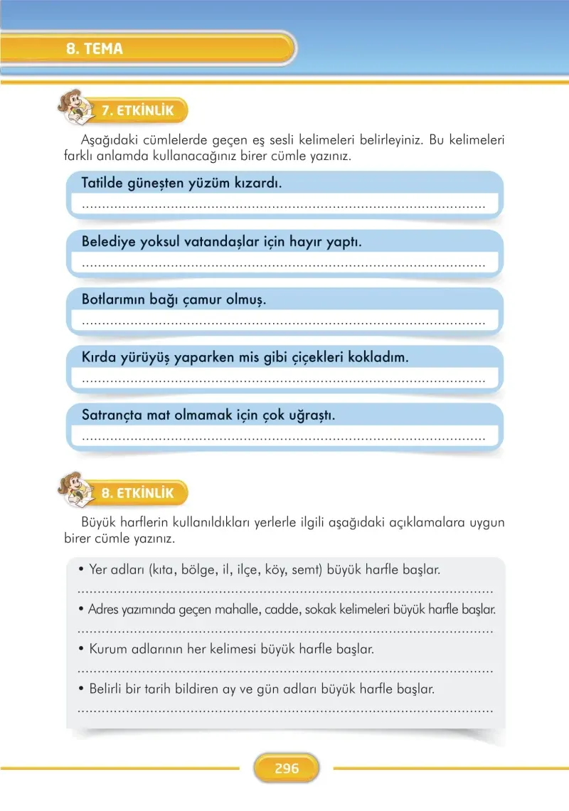 3. Sınıf Türkçe Ders Kitabı Cevapları İlke Yayınları Sayfa 296