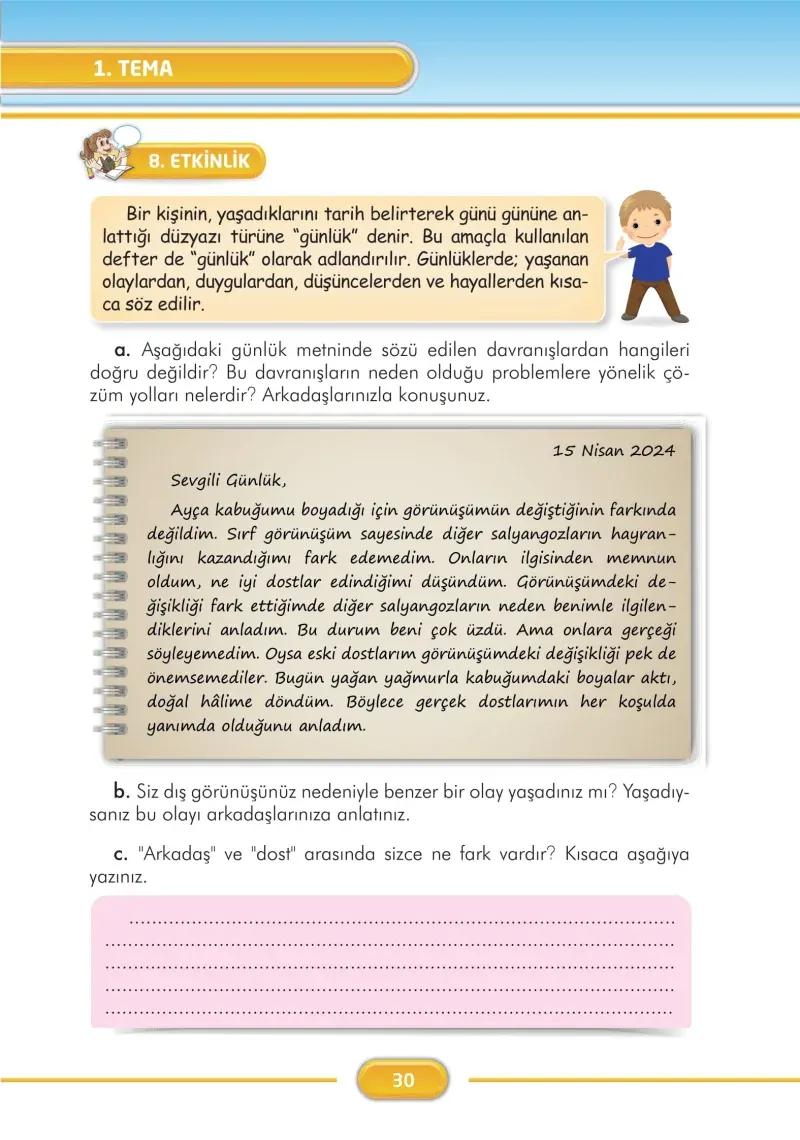 3. Sınıf Türkçe Ders Kitabı Cevapları İlke Yayınları Sayfa 30