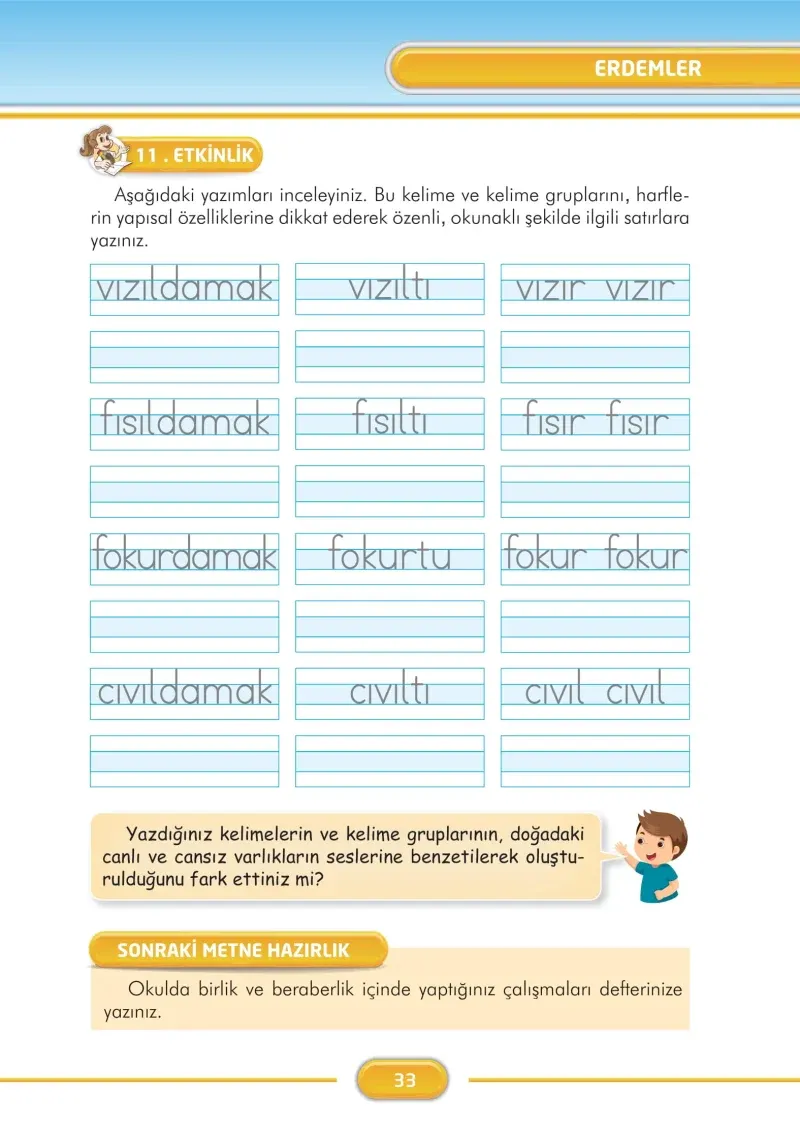 3. Sınıf Türkçe Ders Kitabı Cevapları İlke Yayınları Sayfa 33