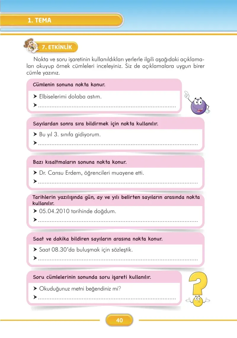 3. Sınıf Türkçe Ders Kitabı Cevapları İlke Yayınları Sayfa 40