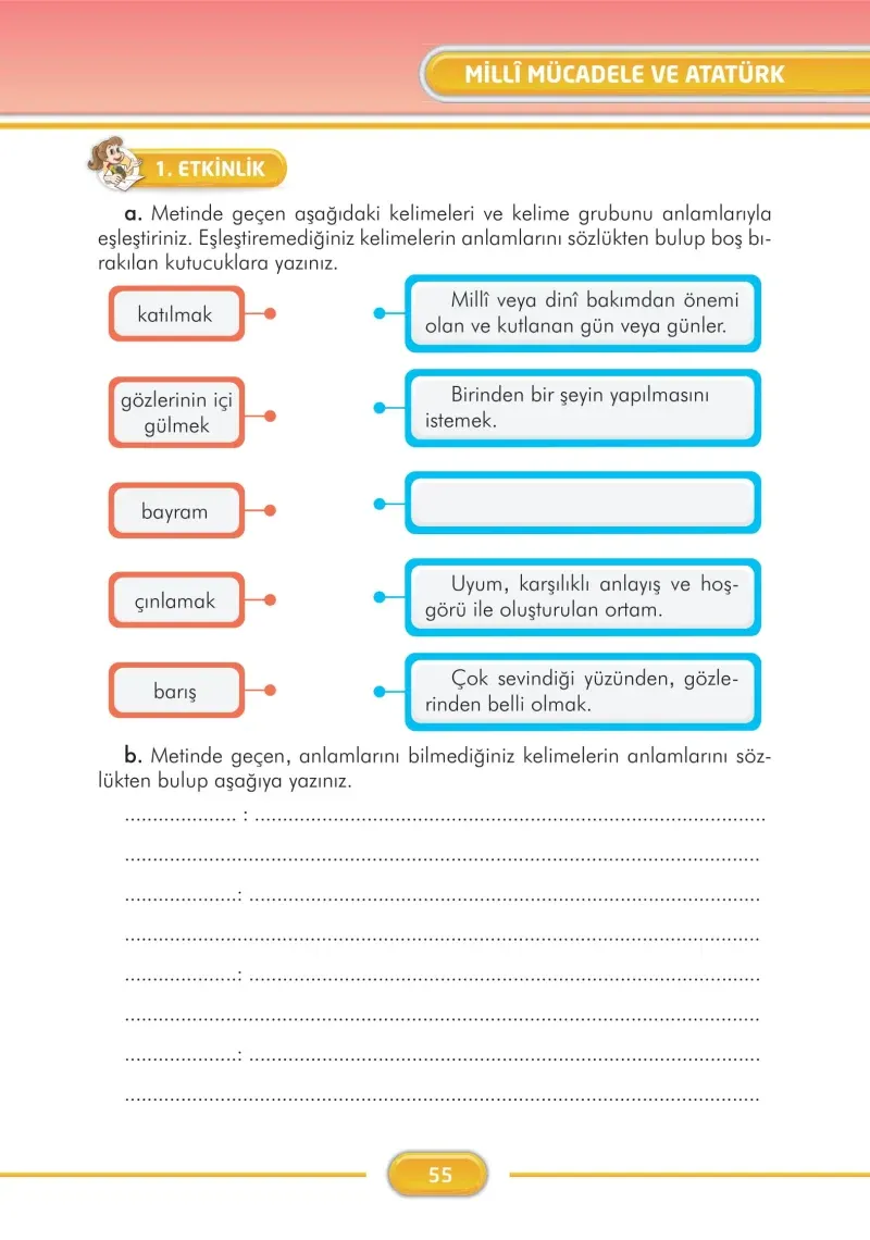 3. Sınıf Türkçe Ders Kitabı Cevapları İlke Yayınları Sayfa 55