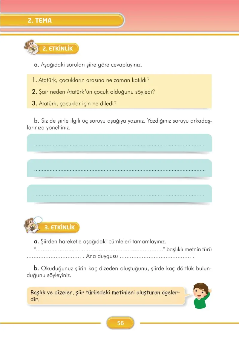 3. Sınıf Türkçe Ders Kitabı Cevapları İlke Yayınları Sayfa 56