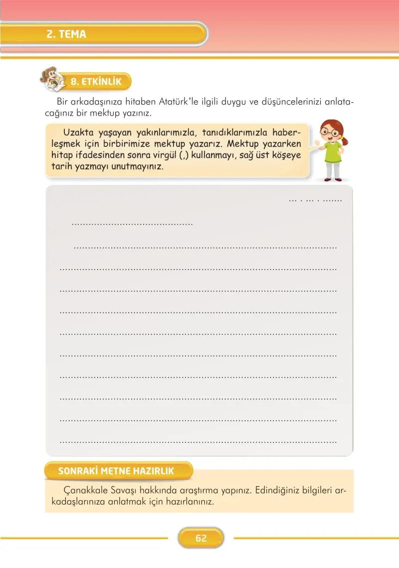 3. Sınıf Türkçe Ders Kitabı Cevapları İlke Yayınları Sayfa 62