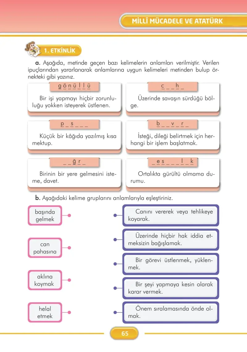 3. Sınıf Türkçe Ders Kitabı Cevapları İlke Yayınları Sayfa 65