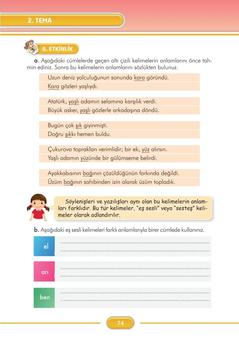3. Sınıf Türkçe Ders Kitabı Cevapları İlke Yayınları Sayfa 74
