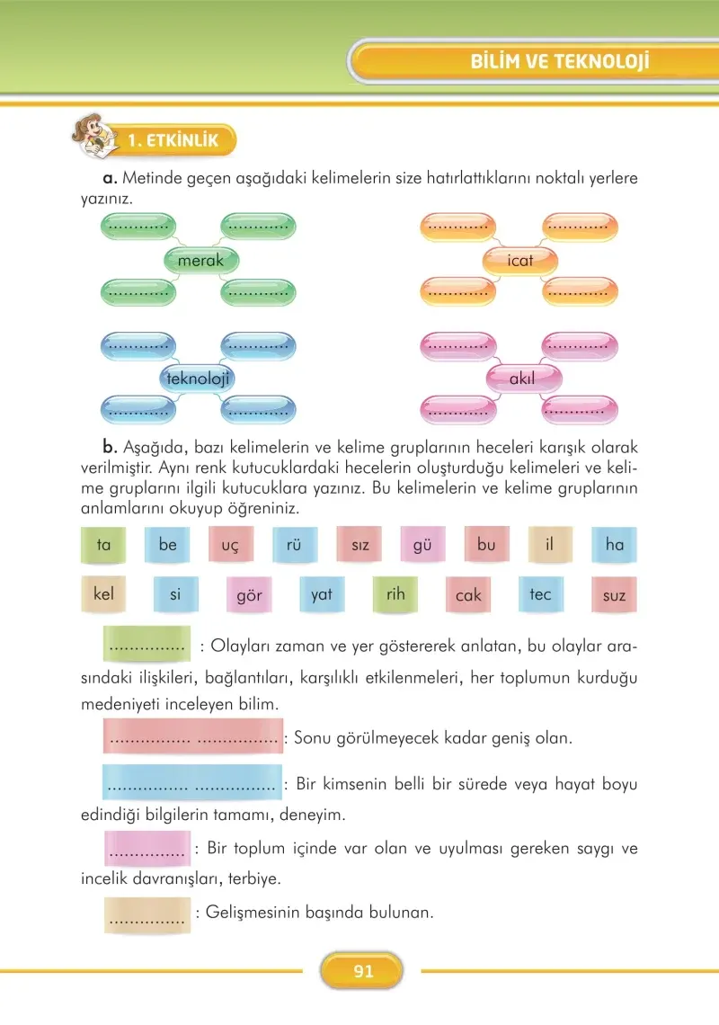 3. Sınıf Türkçe Ders Kitabı Cevapları İlke Yayınları Sayfa 91