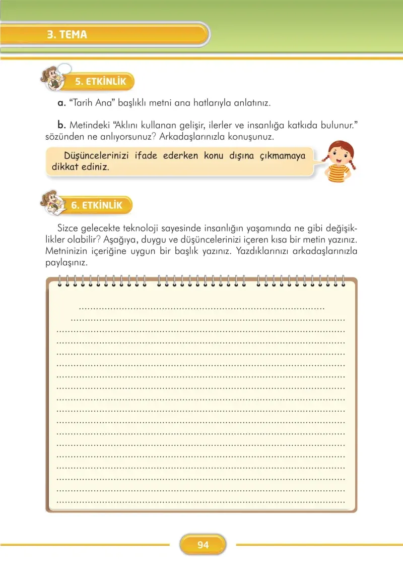 3. Sınıf Türkçe Ders Kitabı Cevapları İlke Yayınları Sayfa 94