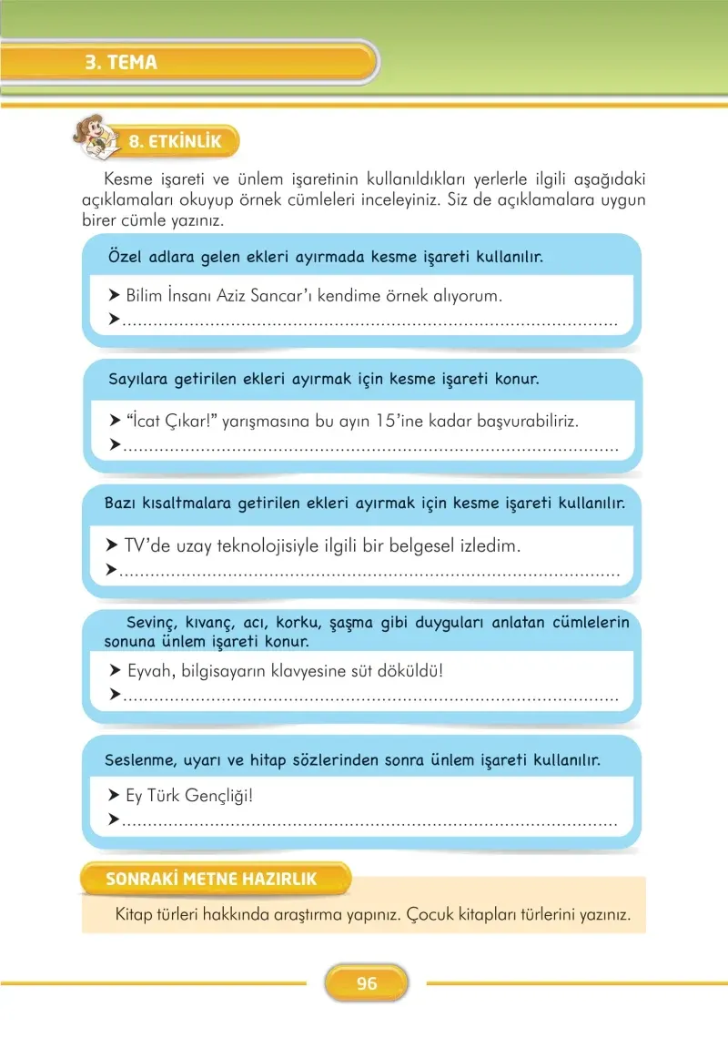3. Sınıf Türkçe Ders Kitabı Cevapları İlke Yayınları Sayfa 96
