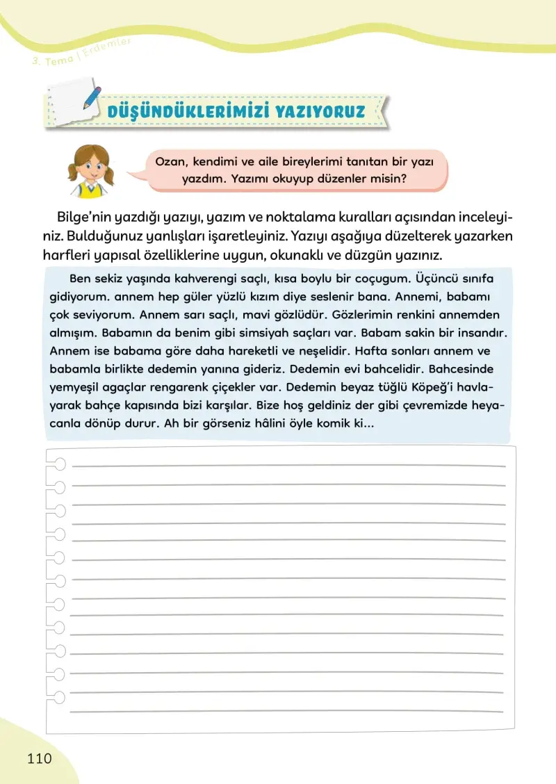 3. Sınıf Türkçe Ders Kitabı Cevapları Meb Yayınları Sayfa 110