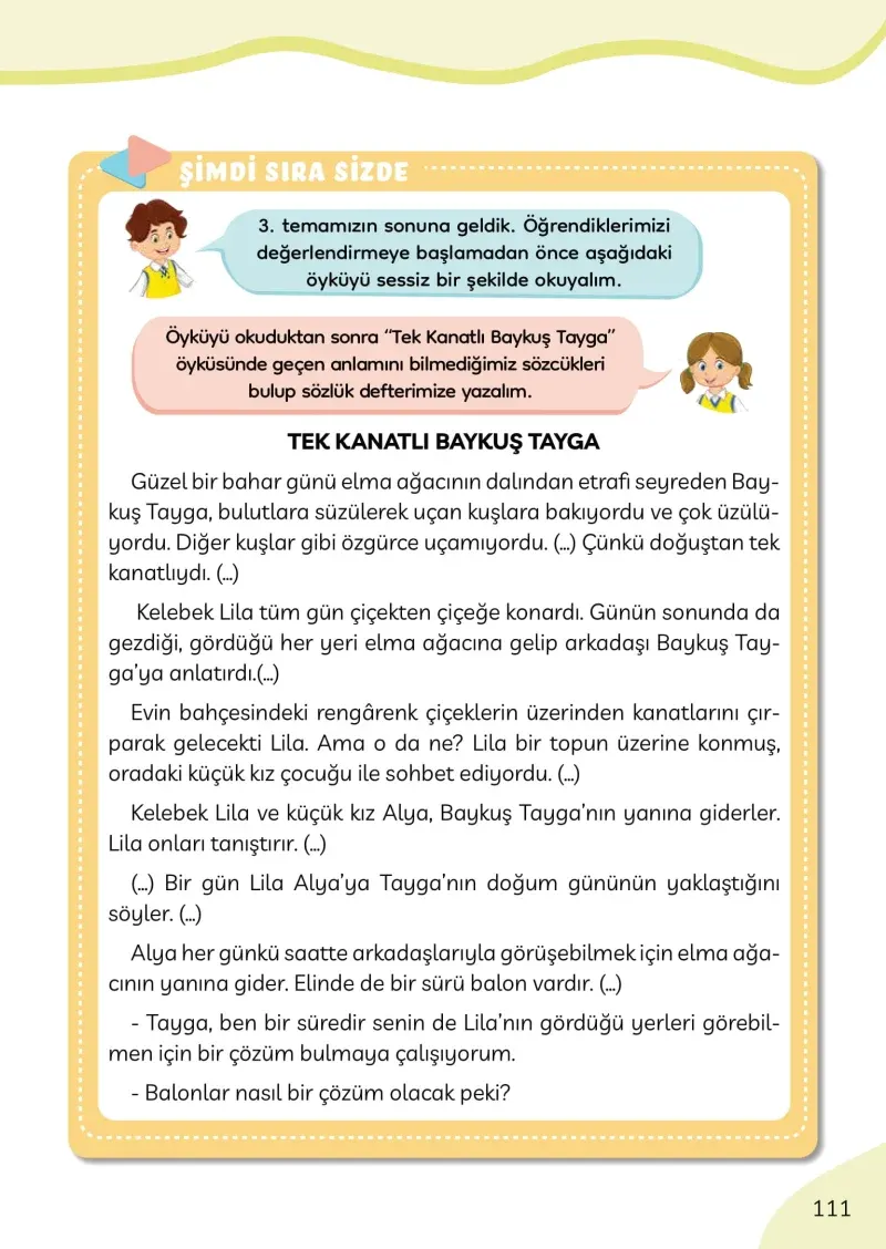 3. Sınıf Türkçe Ders Kitabı Cevapları Meb Yayınları Sayfa 111
