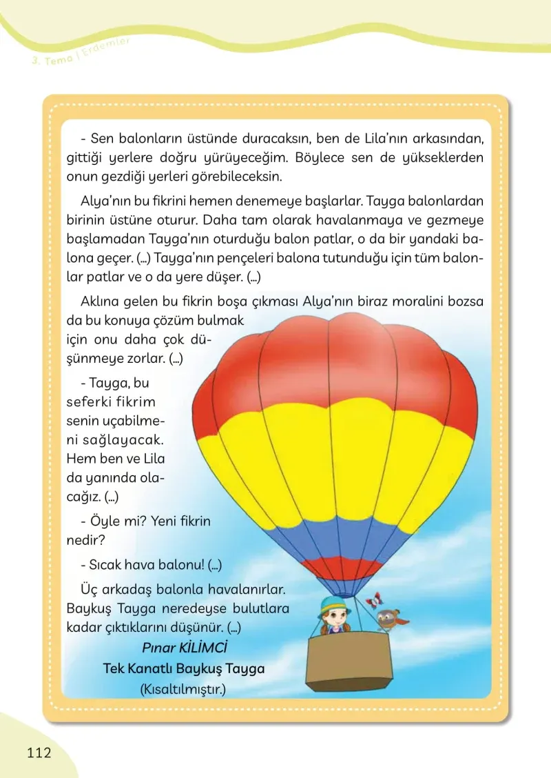 3. Sınıf Türkçe Ders Kitabı Cevapları Meb Yayınları Sayfa 112