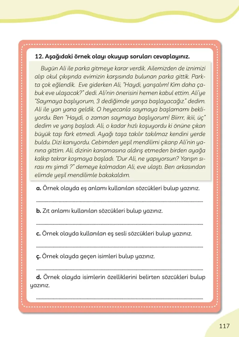 3. Sınıf Türkçe Ders Kitabı Cevapları Meb Yayınları Sayfa 117