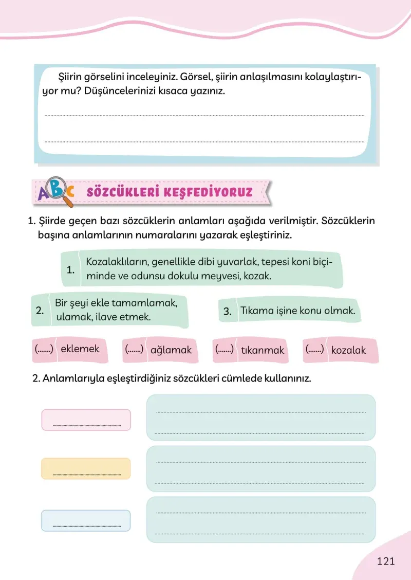 3. Sınıf Türkçe Ders Kitabı Cevapları Meb Yayınları Sayfa 121