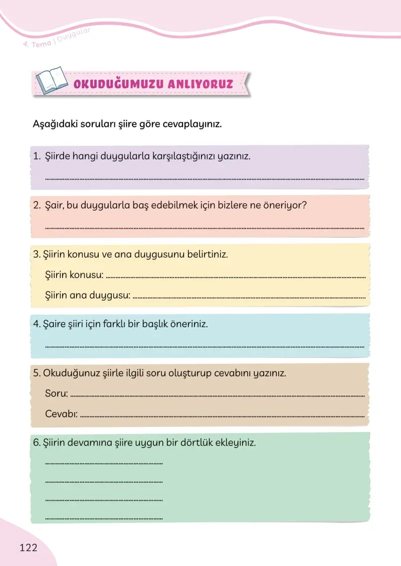 3. Sınıf Türkçe Ders Kitabı Cevapları Meb Yayınları Sayfa 122