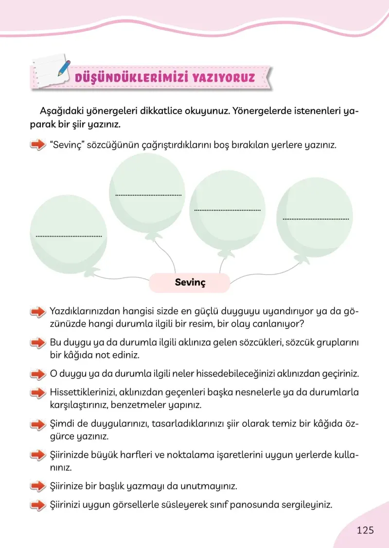 3. Sınıf Türkçe Ders Kitabı Cevapları Meb Yayınları Sayfa 125