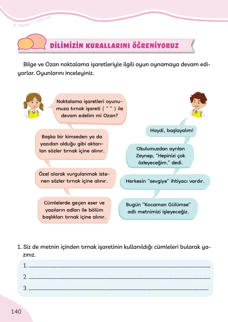 3. Sınıf Türkçe Ders Kitabı Cevapları Meb Yayınları Sayfa 140
