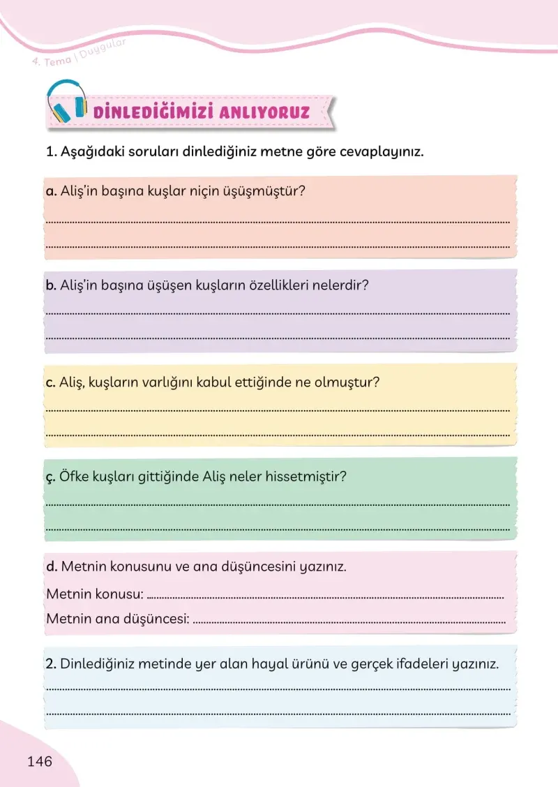 3. Sınıf Türkçe Ders Kitabı Cevapları Meb Yayınları Sayfa 146