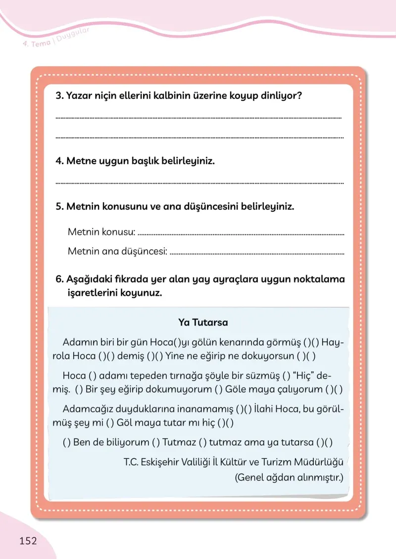 3. Sınıf Türkçe Ders Kitabı Cevapları Meb Yayınları Sayfa 152