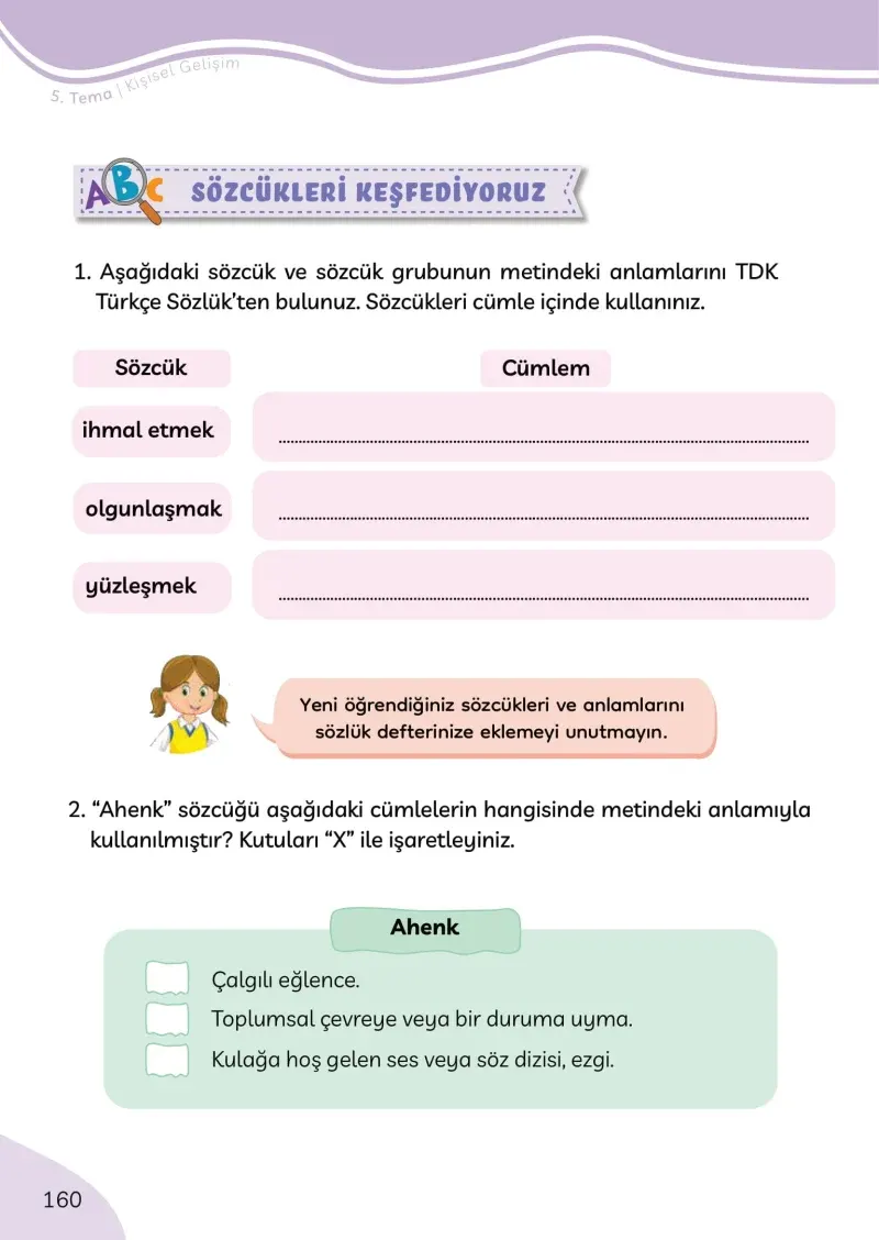 3. Sınıf Türkçe Ders Kitabı Cevapları Meb Yayınları Sayfa 160