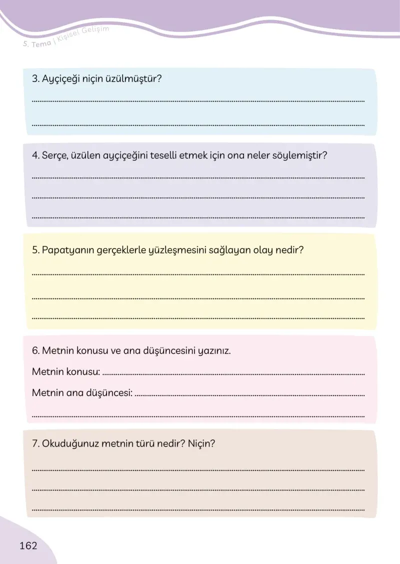 3. Sınıf Türkçe Ders Kitabı Cevapları Meb Yayınları Sayfa 162