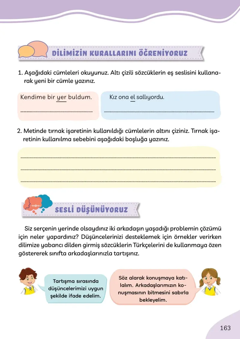 3. Sınıf Türkçe Ders Kitabı Cevapları Meb Yayınları Sayfa 163