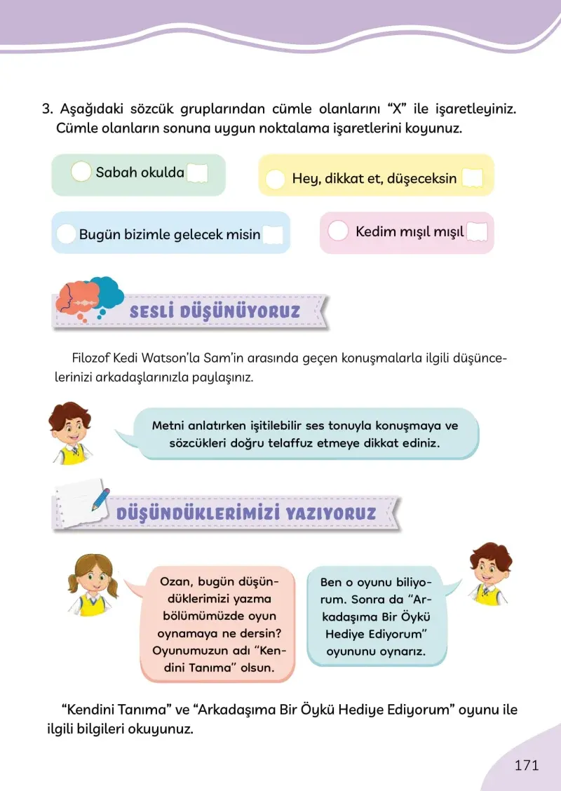 3. Sınıf Türkçe Ders Kitabı Cevapları Meb Yayınları Sayfa 171