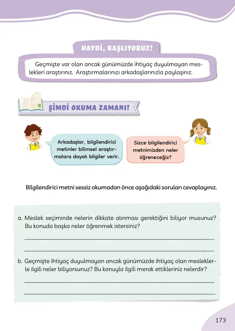 3. Sınıf Türkçe Ders Kitabı Cevapları Meb Yayınları Sayfa 173
