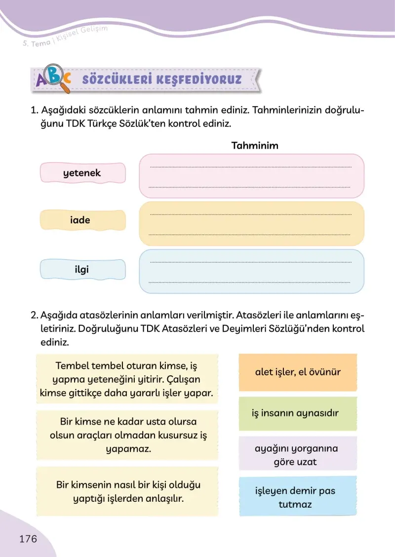 3. Sınıf Türkçe Ders Kitabı Cevapları Meb Yayınları Sayfa 176