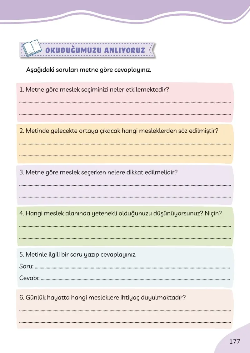 3. Sınıf Türkçe Ders Kitabı Cevapları Meb Yayınları Sayfa 177