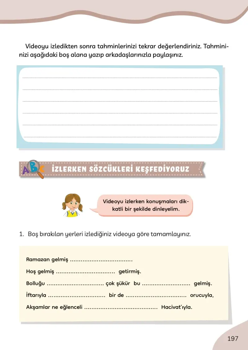 3. Sınıf Türkçe Ders Kitabı Cevapları Meb Yayınları Sayfa 197