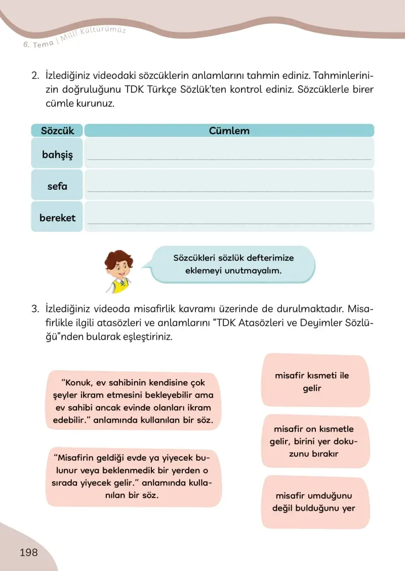 3. Sınıf Türkçe Ders Kitabı Cevapları Meb Yayınları Sayfa 198