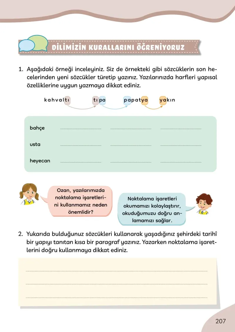 3. Sınıf Türkçe Ders Kitabı Cevapları Meb Yayınları Sayfa 207