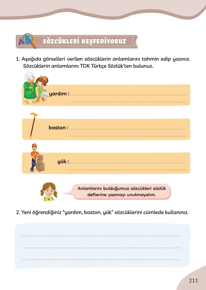 3. Sınıf Türkçe Ders Kitabı Cevapları Meb Yayınları Sayfa 211