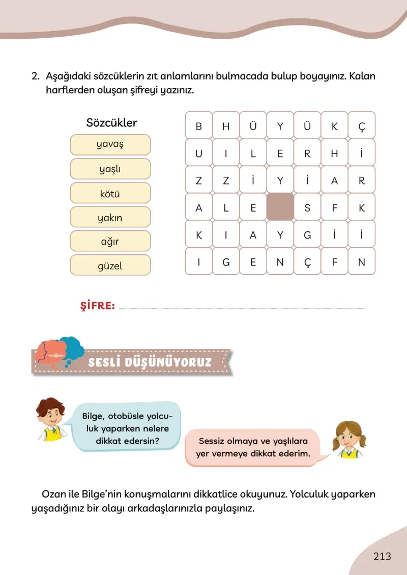 3. Sınıf Türkçe Ders Kitabı Cevapları Meb Yayınları Sayfa 213