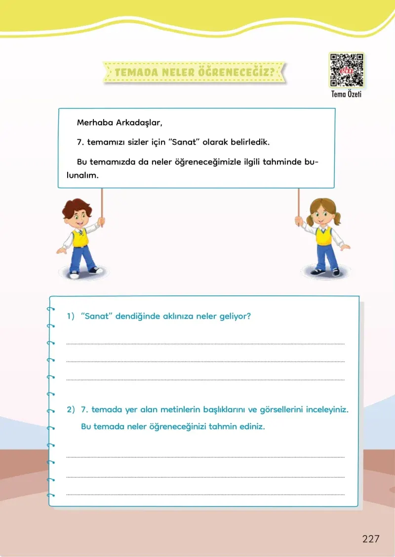 3. Sınıf Türkçe Ders Kitabı Cevapları Meb Yayınları Sayfa 227