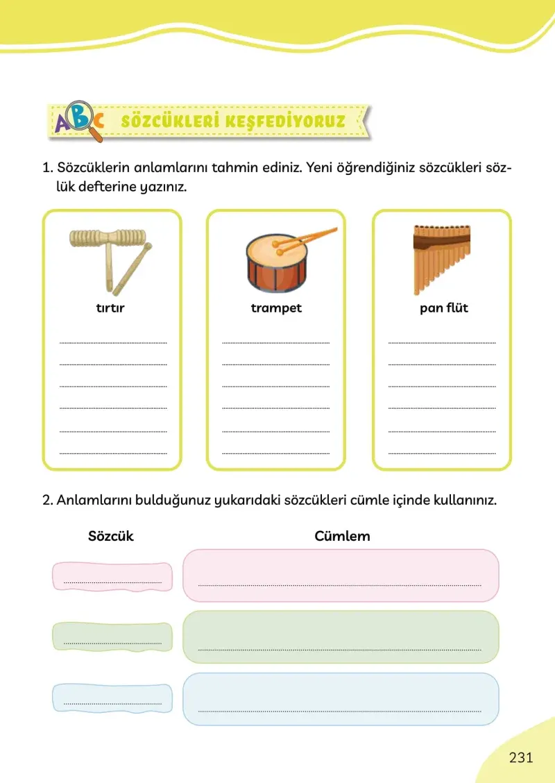 3. Sınıf Türkçe Ders Kitabı Cevapları Meb Yayınları Sayfa 231