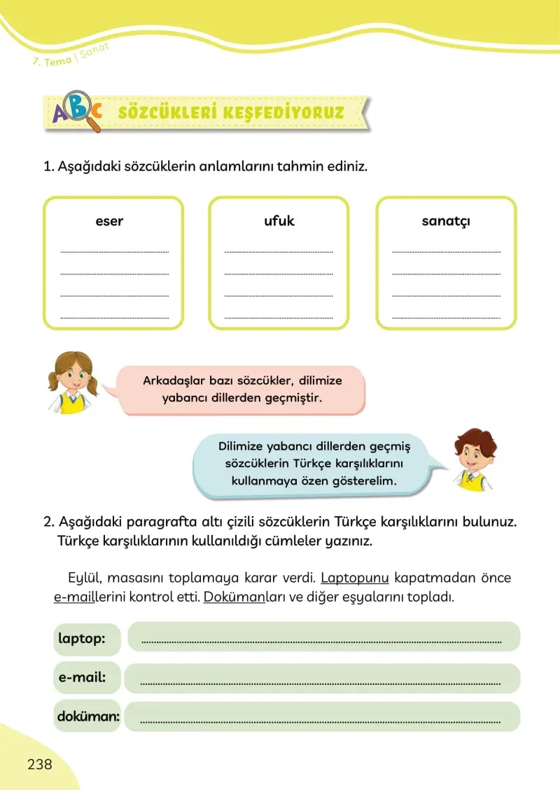 3. Sınıf Türkçe Ders Kitabı Cevapları Meb Yayınları Sayfa 238