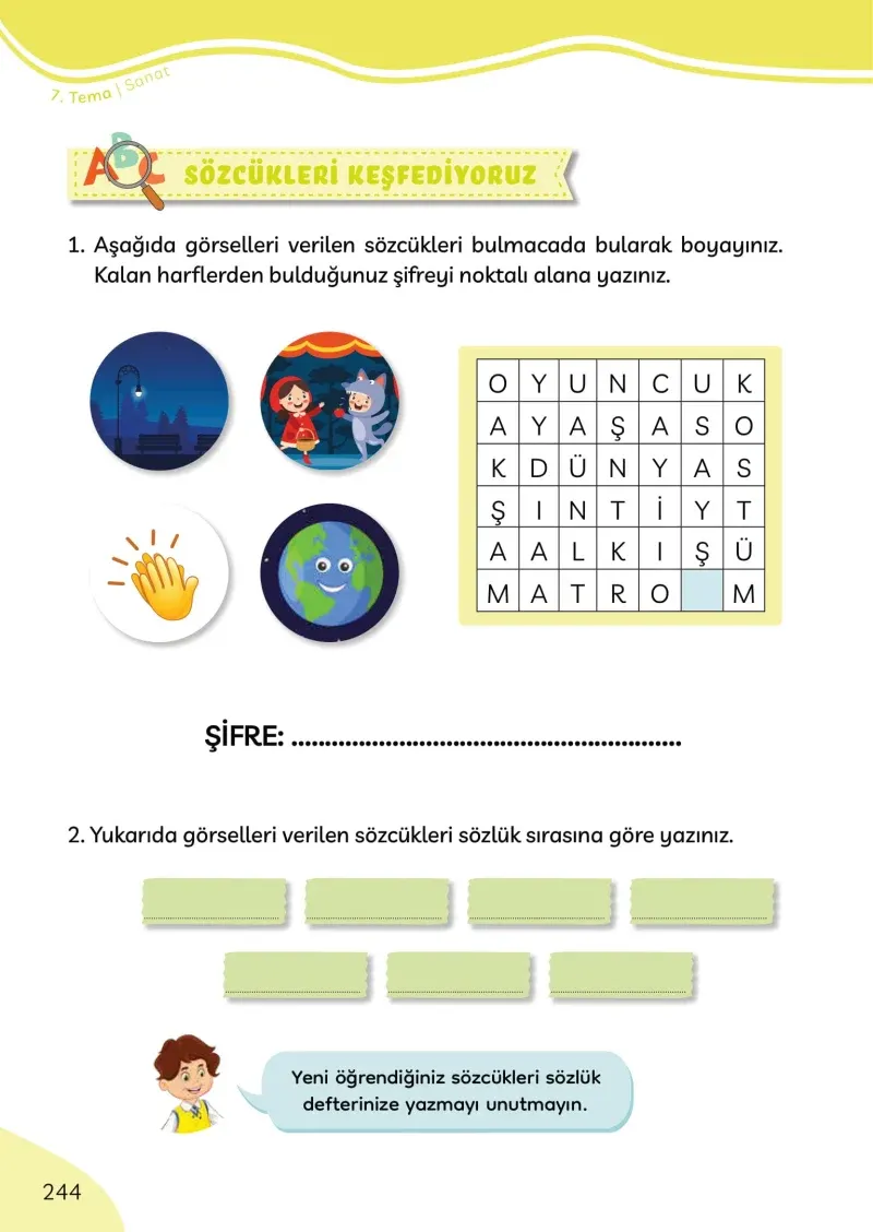 3. Sınıf Türkçe Ders Kitabı Cevapları Meb Yayınları Sayfa 244