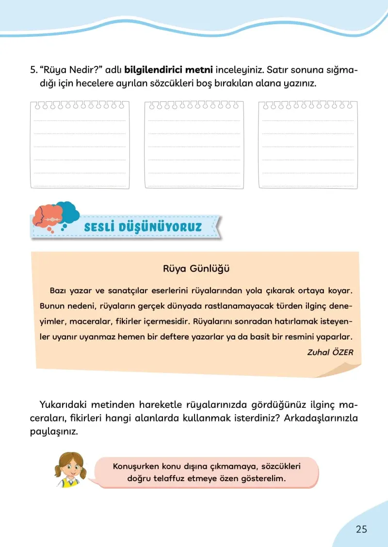 3. Sınıf Türkçe Ders Kitabı Cevapları Meb Yayınları Sayfa 25
