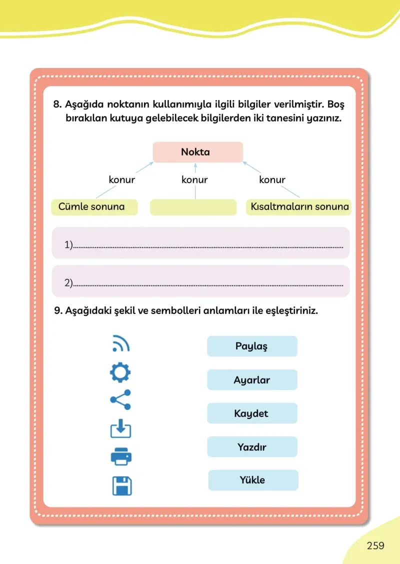 3. Sınıf Türkçe Ders Kitabı Cevapları Meb Yayınları Sayfa 259