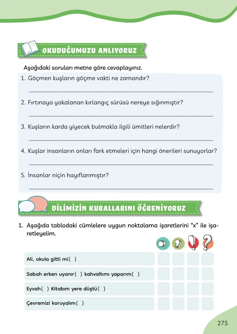 3. Sınıf Türkçe Ders Kitabı Cevapları Meb Yayınları Sayfa 275