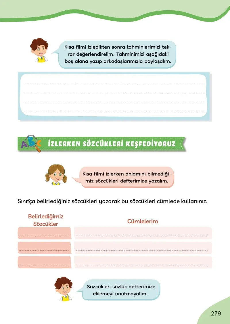 3. Sınıf Türkçe Ders Kitabı Cevapları Meb Yayınları Sayfa 279