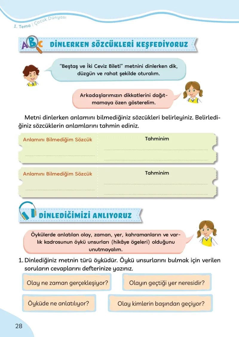 3. Sınıf Türkçe Ders Kitabı Cevapları Meb Yayınları Sayfa 28