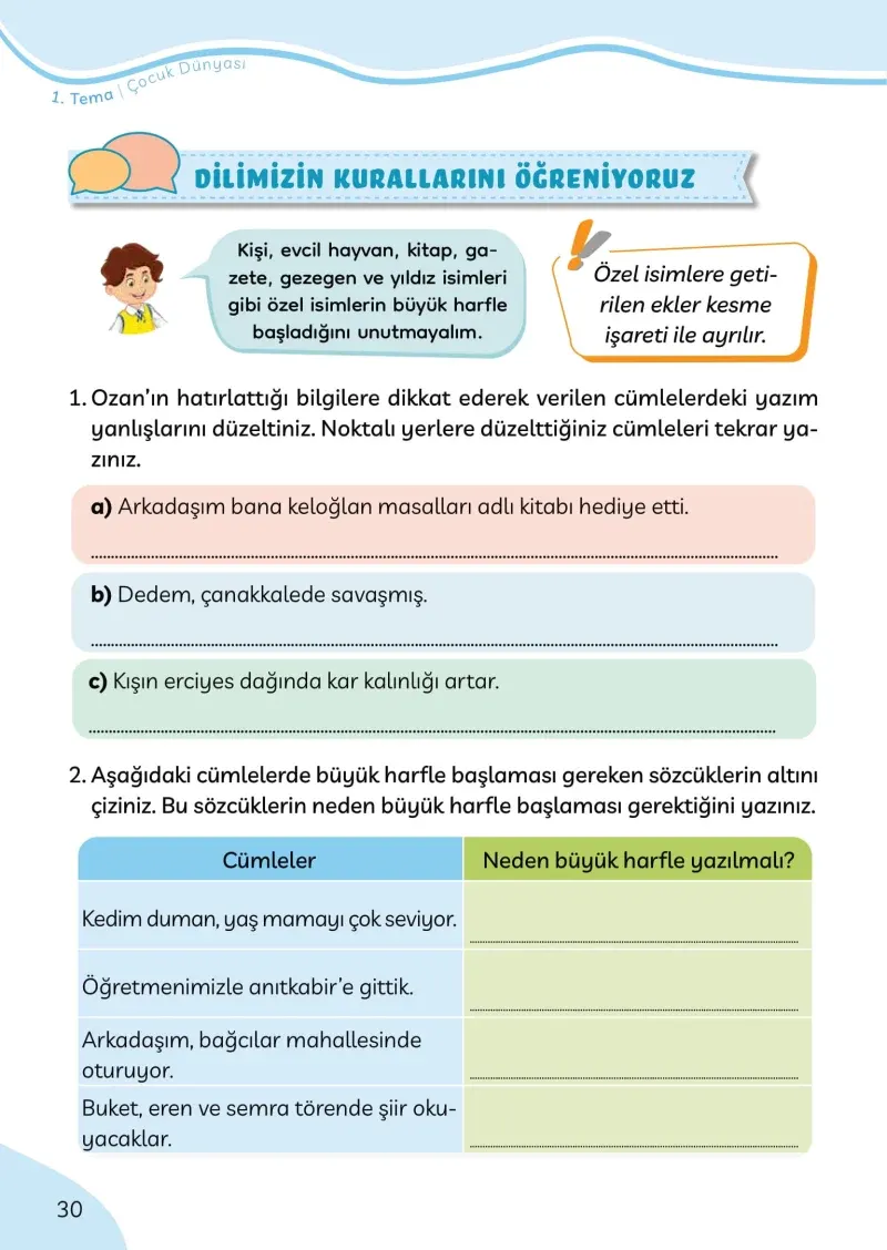 3. Sınıf Türkçe Ders Kitabı Cevapları Meb Yayınları Sayfa 30